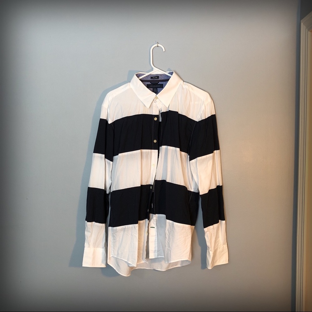 Tommy Hilfiger L slim fit chunky blue striped ls